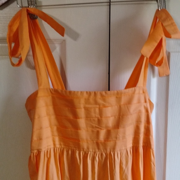 Misa Los Angeles Serafina Square Tie Shoulder Maxi Dress Tangerine Orange Medium - Picture 3 of 11